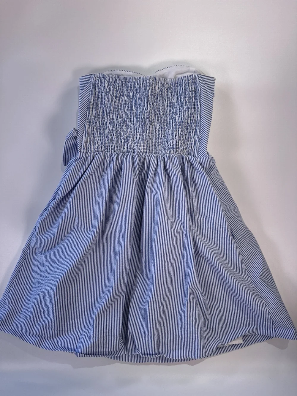 Lilly Pulitzer Womens Strapless Seersucker Bow Dress XS Blue - Picture 4 of 11